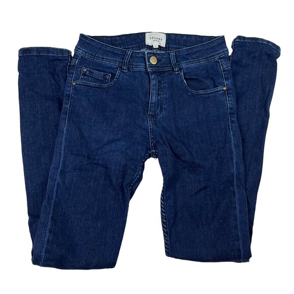 Sezane Denim Dark Blue Wash Jeans Size 28 Skinny Slim Mid-Rise Designer Chic - Picture 1 of 14